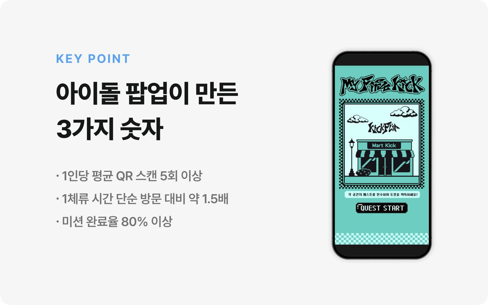 아이돌 팝업 QR 스탬프투어 멤버별 미션 참여 흐름을 담은 화면